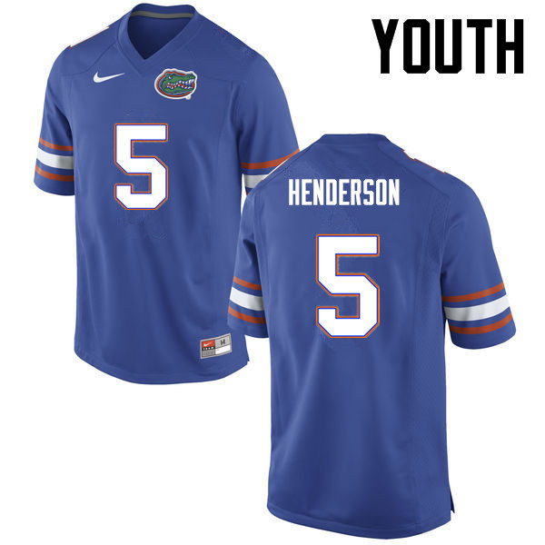 Youth Florida Gators #5 CJ Henderson College Football Jerseys-Blue - Click Image to Close
